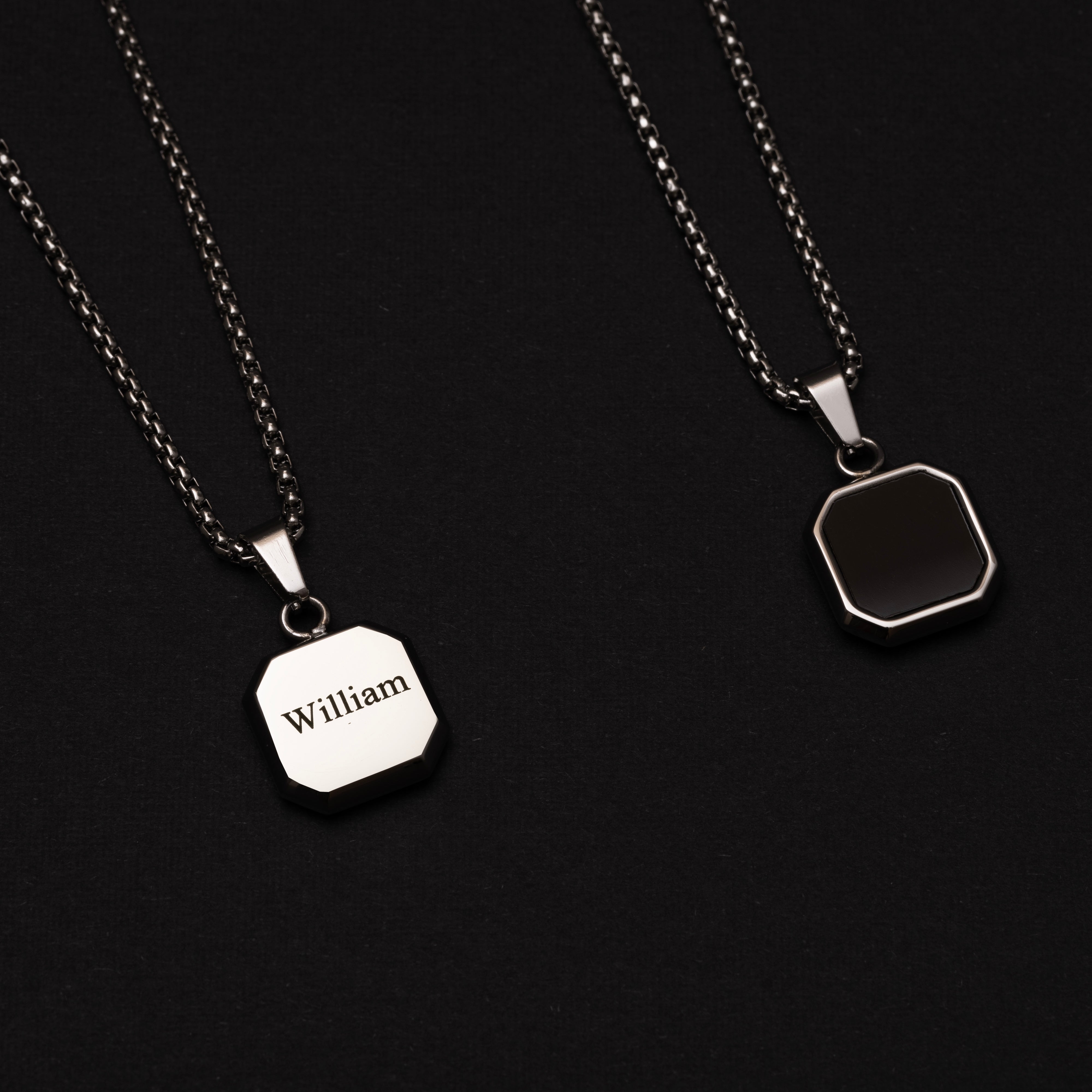 Collier pendentif personnalisé pour homme avec agate noire